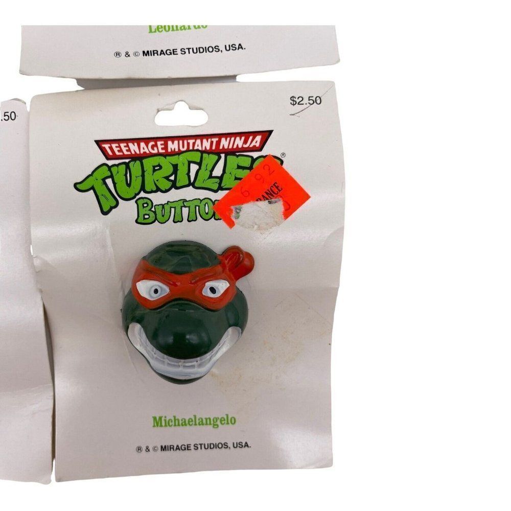 Vintage Teenage Mutant Ninja Turtle Sew on Button Sewing TMNT Complete Set NOS - Picture 4 of 8